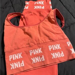 PINK Victoria's Secret Coral Sports Bra and Leggings